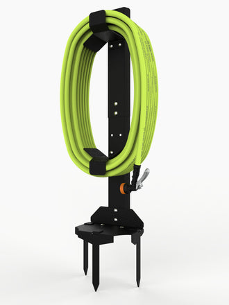 Durable metal hose holder for garden and outdoor use