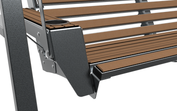 Outdoor brown porch swing silver hammertone metal design